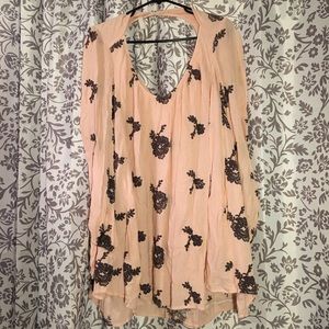 Free People Pink embroidered tunic dress Small